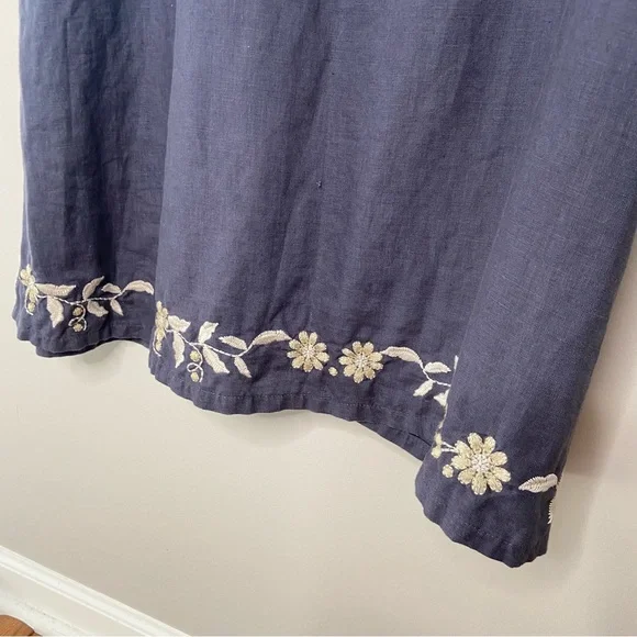 PureJill Linen Embroidered Maxi Dress, Like New Condition, Size S - Picture 7 of 8